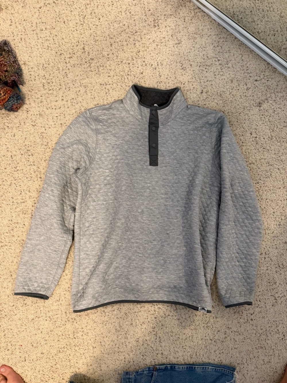 Marine Layer Quilted Gray Snap-Placket Pullover